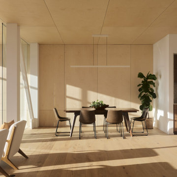 Main level open-plan, dinning room detail - Fold House Berkeley Hills