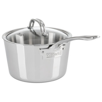 Viking Contemporary Sauce Pan, Mirror Finish, Brushed Stainless, 3 Qt.