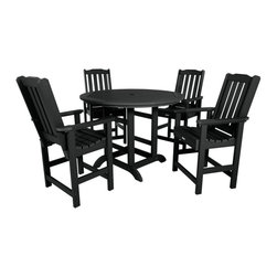 Highwood USA - Lehigh 5-Piece Round Counter-Height Dining Set, Black - Outdoor Dining Sets