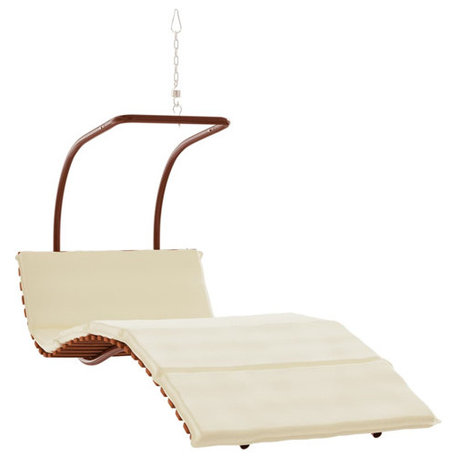 vidaXL Swing Chair Hammock Chair Hanging Seat Fabric and Solid Wood Poplar