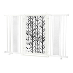 Fusion Gates - Fusion Gate with Chevron Trail Design, White Pearl, 60"-65" - Dog Gates
