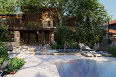 Design ideas for a large contemporary partial sun backyard concrete paver landscaping in Toronto.