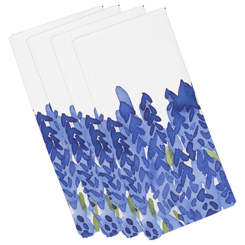 Flower Bell Bunch Floral Print Napkins, Set of 4, Blue, 19"