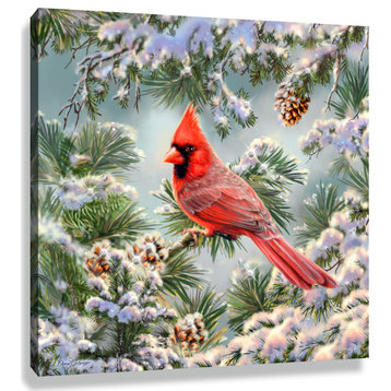 "Snowy Pine Cardinal" Pizazz Print with Dazzling Crystals