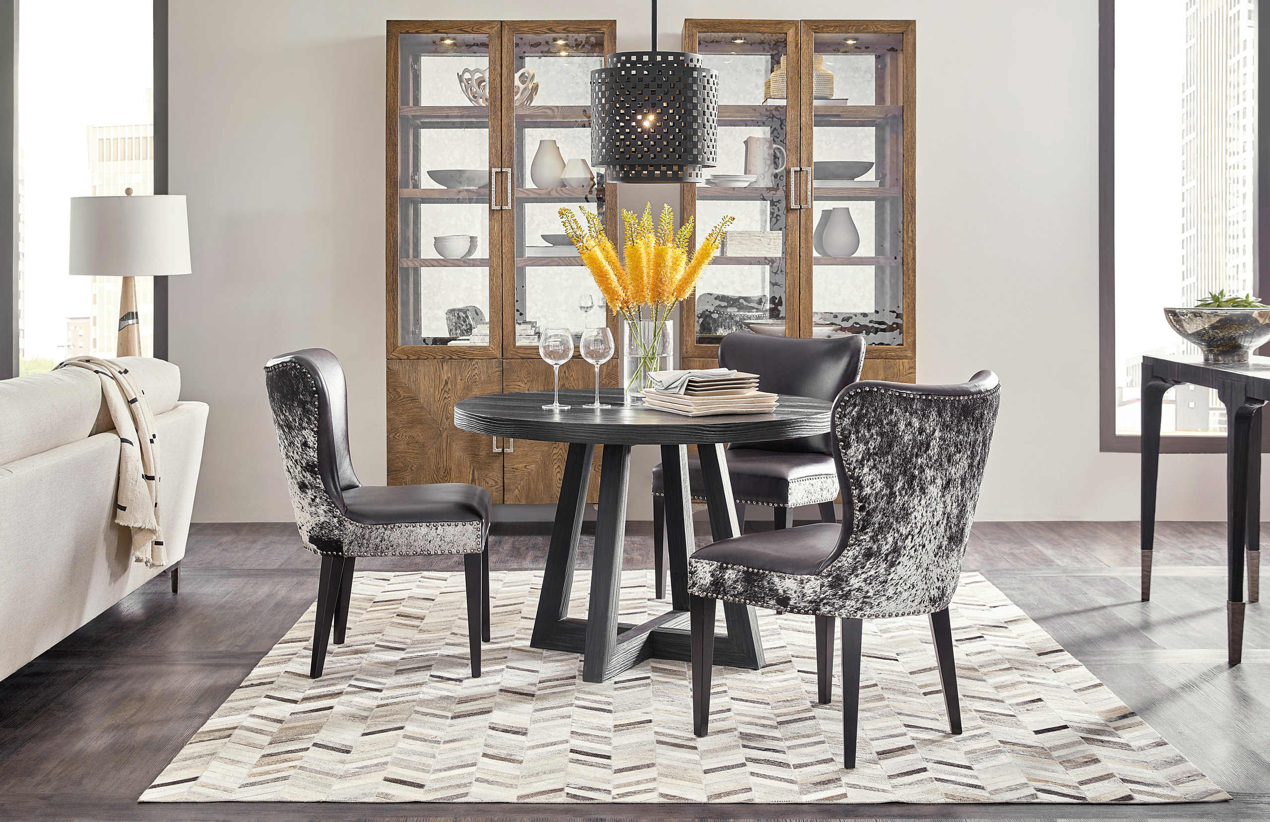 Hooker Furniture Chapman Wood Shou Sugi Ban Petite Round Dining Table ...