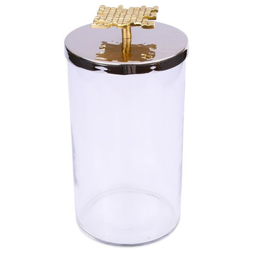 Classic Touch Glass Canister With Mosaic Handle