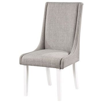 ACME Hollyn Side Chair, Set of 2, Gray Linen & White