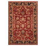 Bareens Designer Rugs - Boho Chic Ziegler Christee Red Blue Hand-Knotted Wool Rug - 6'2'' x 9'1'' - Enhance the ambiance of your home with this magnificent Persian-influenced Turkish hand-knotted rug made by skilled artisans capable of creating the most exceptional vegetable dyes and hand-spun wool. This exquisite handmade rug is a one-of-a-kind Peshawar Kafkaz, otherwise identified as Chobi, Chobi Peshawar, Oushak, or Ziegler rug. These handmade rugs are crafted in Pakistan utilizing superior-quality wool imported from Australia, New Zealand, and Korea in two types of weaves: the Persian weave and the Mori weave. This rug is meticulously crafted by hand using the finest natural vegetable dyes extracted from local plants. The artisans use a blend of hand-spun local and fine merino wool, resulting in a rug with a compelling texture, higher lanolin content, and longer staple. The artisans occasionally incorporate natural or artificial silk into the pile to enhance specific motifs. The finished product is an awe-inspiring execution of flawless design and an understated palette that exudes elegance.