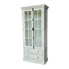 White Washed Oak China Cabinets Hutches Houzz Crestview Collection Coventry White Oak 2 Door Curio China Cabinets And Hutches