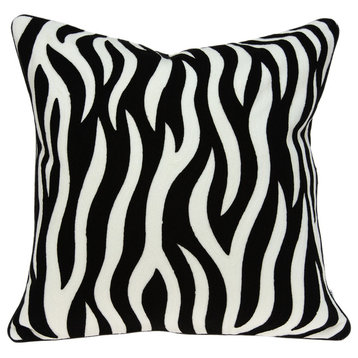 Simba Transitional Black and White Zebra Pillow Cover With Poly Insert
