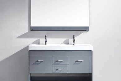 Gloria 48" Double Bathroom Vanity in Grey with White Ceramic Top and Square Si