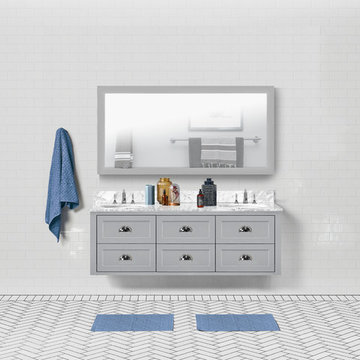 Ivory 60-inch Bathroom Vanity in Hampton Gray