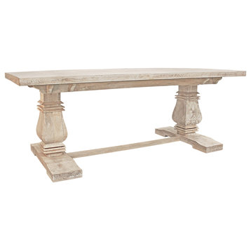 Benedict Rectangular Dining Table in Mango Solid Wood with White Wash Finish