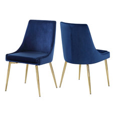 50 Most Por Midcentury Modern Blue Dining Room Chairs For 2018 Meridian Furniture Karina Velvet Dining Chairs Set Of 2 Navy Gold Base