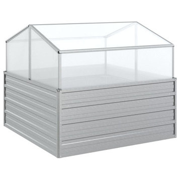vidaXL Cold Frame Raised Garden Bed with Cover Greenhouse Galvanized Steel