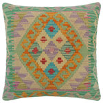 Bareens Designer Rugs - Southwestern Turkish Roach Hand Woven Kilim Pillow - Embellish your home with this timeless casual chic handmade Southwestern Kilim throw pillow covers made with wool and cotton. Constructed on a loom by Nomad Turkman people with hand spun wool and Natural Vegetable dyes these beautiful Kilim pillow covers are known for their beautiful repetitive geometrical, naturalistic floral and traditional patterns yet still giving it a moden look. Masterfully artisan-crafted on traditional Kilim looms with a contemporary fashion palette producing bold intricate sharp patterns making them a standout piece in any decor.