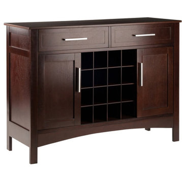 Winsome Gordon Transitional Solid Wood Wine Rack Buffet Table in Cappuccino