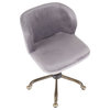 Fran Contemporary Task Chair by LumiSource, Antique Metal, Silver Velvet