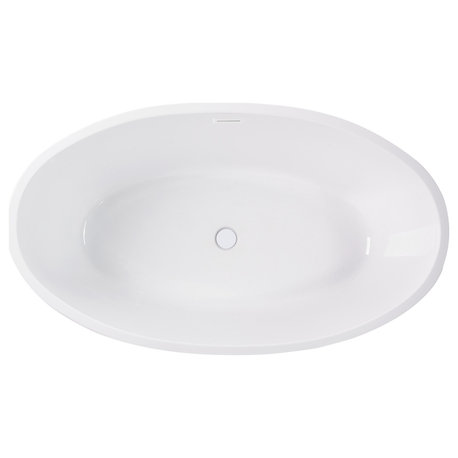 Vanity Art 55"x32" Acrylic Freestanding Soaking Bathtub, Pure White