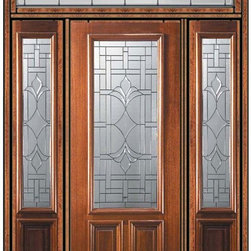 Prehung Side lights-Transom Door 96 Wood Mahogany Marsala 2/3 Lite - Front Doors