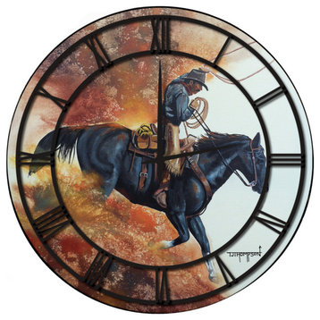 Wall Clock With Full Art, Hell Bent For Leather, Black Numbers, 24"x24"