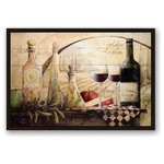 DDCG - Tuscan Vineyard Wine Canvas Wall Art, 20"x30", Framed - This floating framed canvas features a vintage wood background with tuscan vinyard wine table design. The wall art is printed on professional grade tightly woven canvas with a durable construction, finished backing, and is built ready to hang. The result is a remarkable piece of wall art that will add elegance and style to any room.��_��__��_��___��_��__��_��____