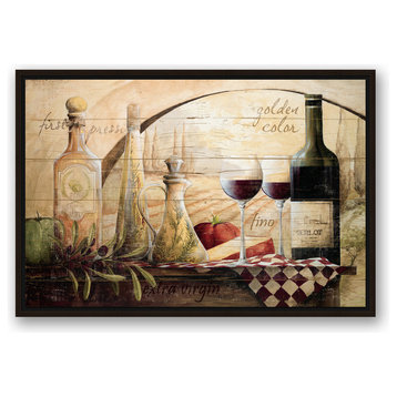 Tuscan Vineyard Wine Canvas Wall Art, 20"x30", Framed