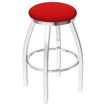 802 Misha 36 Swivel Extra Tall Bar Stool with Chrome Finish and Canter Red Seat