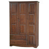 100% Solid Wood 3-Door Grand Armoire With Lock, Mocha