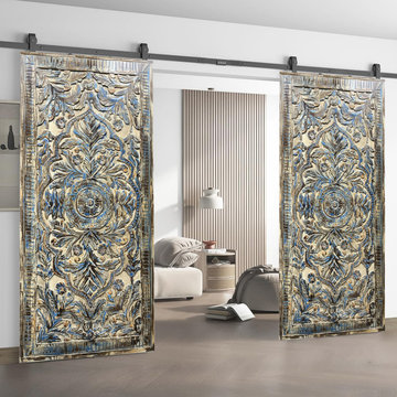 Carved Barn Doors: A Statement Piece for Your Library and Home Studio