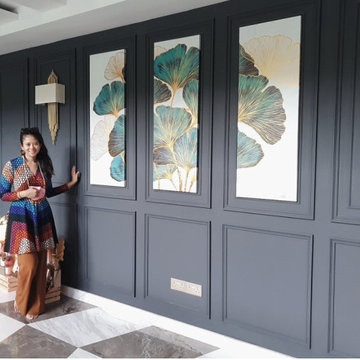 3 Panels Green & Gold Ginkgo Leaf Oil Painting I ArtisanMalaysia.com