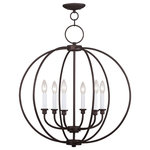 Livex Lighting - Milania Chandelier, Bronze - Add fresh style to an entryway, dining room and more. clean, elegant curves define this handsome pendant design. Inspired by classic cottage and continental style lighting, it comes in an bronze finish on the orb shaped frame and canopy.