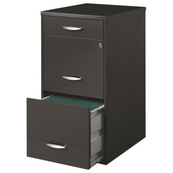 Scranton & Co 3-Drawer Contemporary Metal File Cabinet in Charcoal