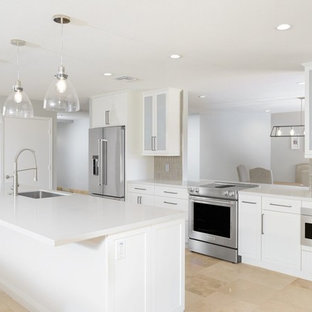 75 Beautiful Travertine Floor Kitchen With Laminate Countertops