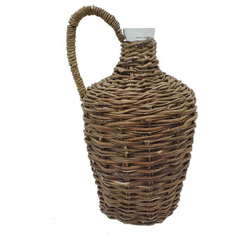 Abella Rattan Vase, Brown and Clear