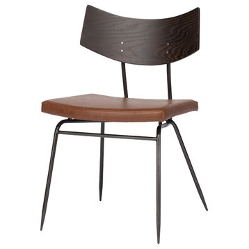 Soli Dining Chair, Seat: Matte Caramel, Back: Seared Oak