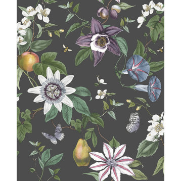 Sierra Black Floral Wallpaper, Bolt