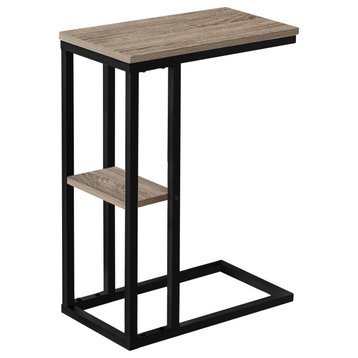 Accent Table 25"H, Dark Taupe, Black Metal