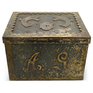 Consigned Antique Strongbox w/ Lion Heads