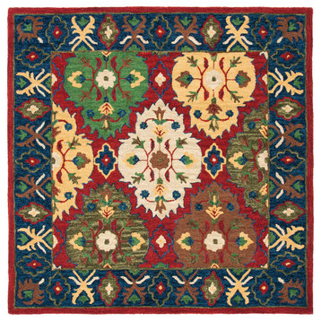 Safavieh Heritage Hg354Q Traditional Rug, Red and Blue, 6'0"x6'0" Square