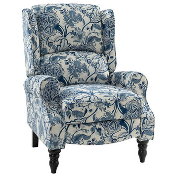 Modern Recliner with Wingback and Plaid, Jacobean