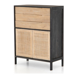 Sydney Woven Cane Tall Dresser - Black - Dressers