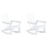 WestinTrends Set of 2 Modern Adirondack Outdoor Rocking Chairs, White