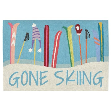 Frontporch Gone Skiing Indoor/Outdoor Rug Blue 2'6x4'