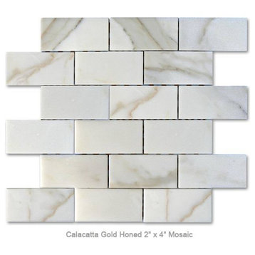 Calacatta Gold Honed Straight Edge 2"x4" Mosaic (.84sf)
