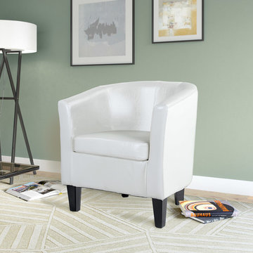 CorLiving Antonio Tub Chair in White Bonded Leather