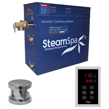 SteamSpa Oasis 9 KW QuickStart Acu-Steam Bath Generator Package,Polished Chrome