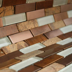 Glossy White & Light and Dark Brown Stone Authentic Glass Mosaic Tiles Collectio - Home Accessories & Decor