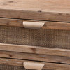 Baxton Studio Calida Brown Finished Wood and Rattan 3-Drawer Storage Cabinet