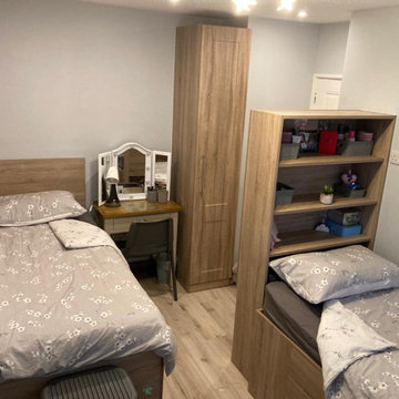 Cabin Bed, wardrobes and flooring
